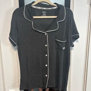 Born Gray Button-Up Top with White Trim